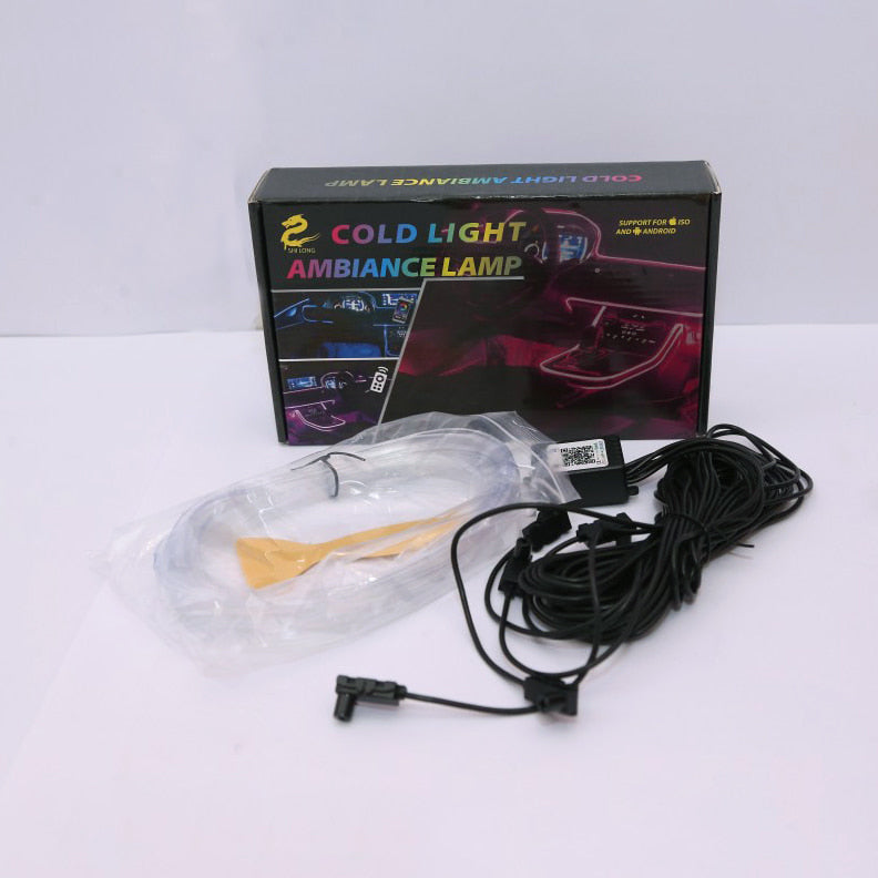 5 in 1 RGB LED Car Interior Ambient Light - Single Color - | App Controlled Interior Acrylic 5 Points Atmosphere Light