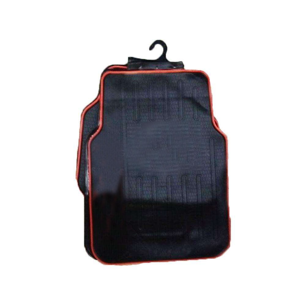 SPC Universal PVC Rubber Floor Mat Red And Black Mix Design 5 pcs - Foot Mat For Car