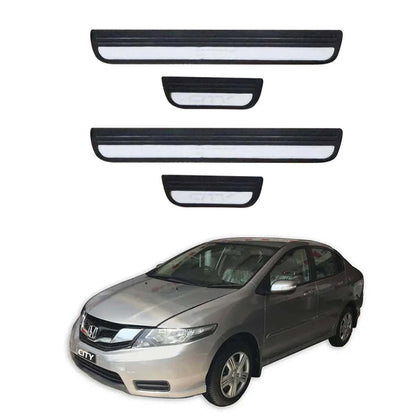 Honda City Rubber LED Door Sill Plates / Skuff 2009 - 2020 - Without LED Black With Chrome