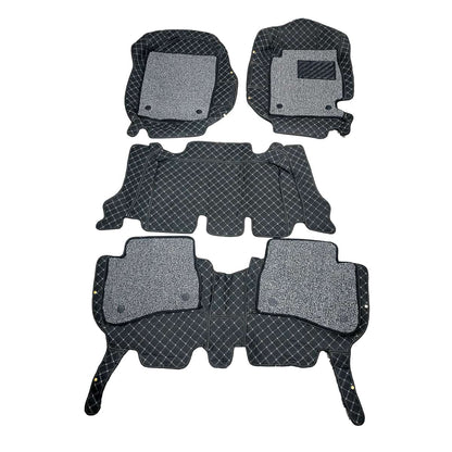 Honda BRV 9D Floor Mats Mix Thread  4 Pcs 2017 - 2026 - Black With Gray Grass