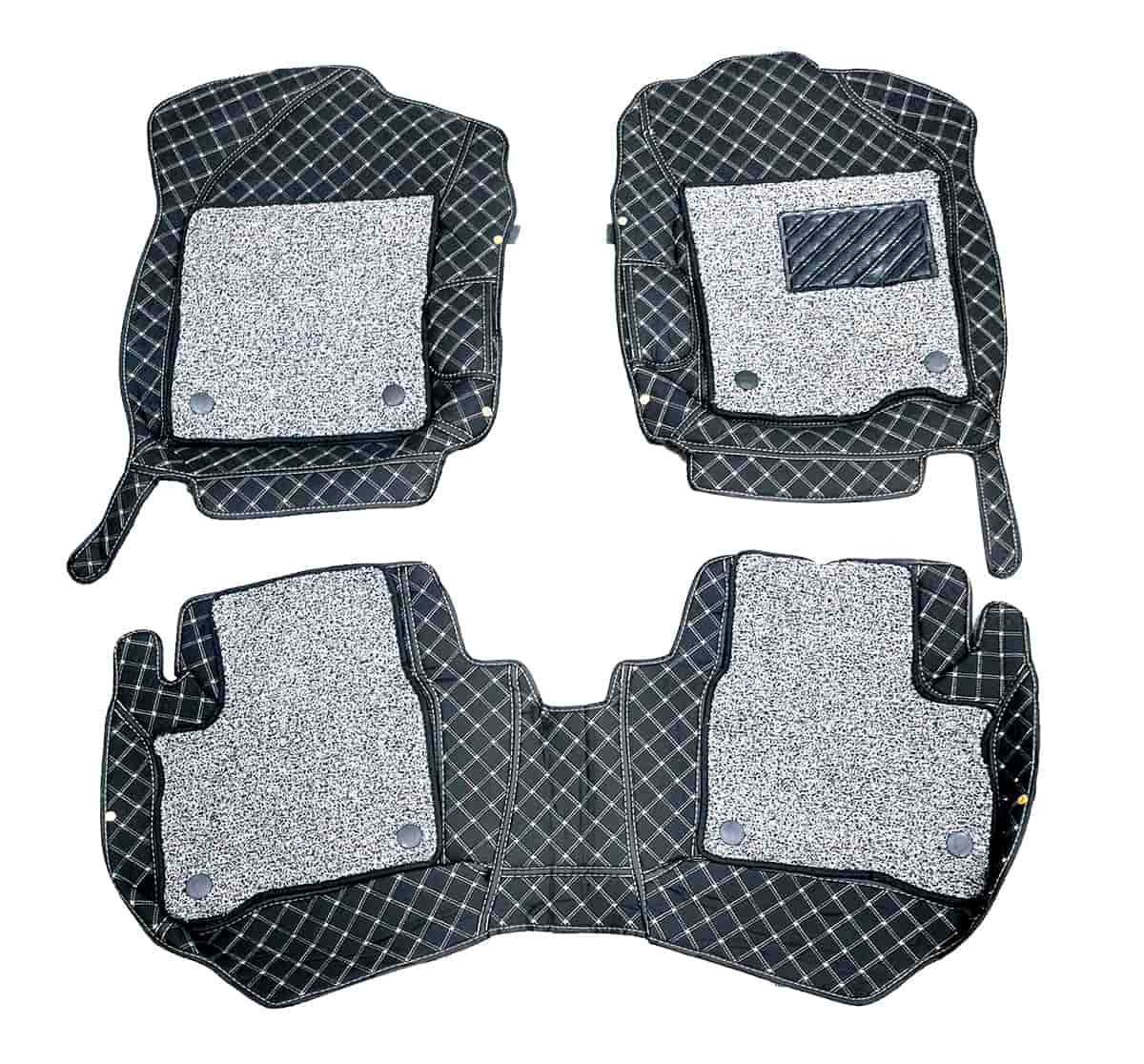Suzuki Alto 9D Floor Mats Mix Thread 3Pcs 2018 - 2026 - Black With Grey Grass
