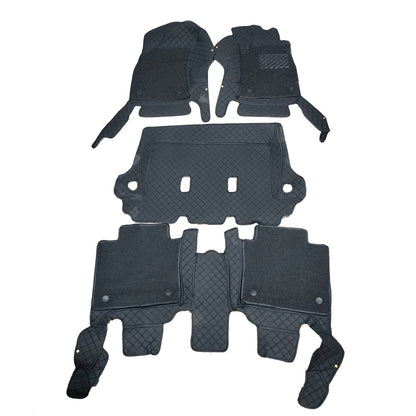 Toyota Fortuner 9D Floor Mats Mix Thread Black 4 Pcs 2016 - 2026 - With Black Grass