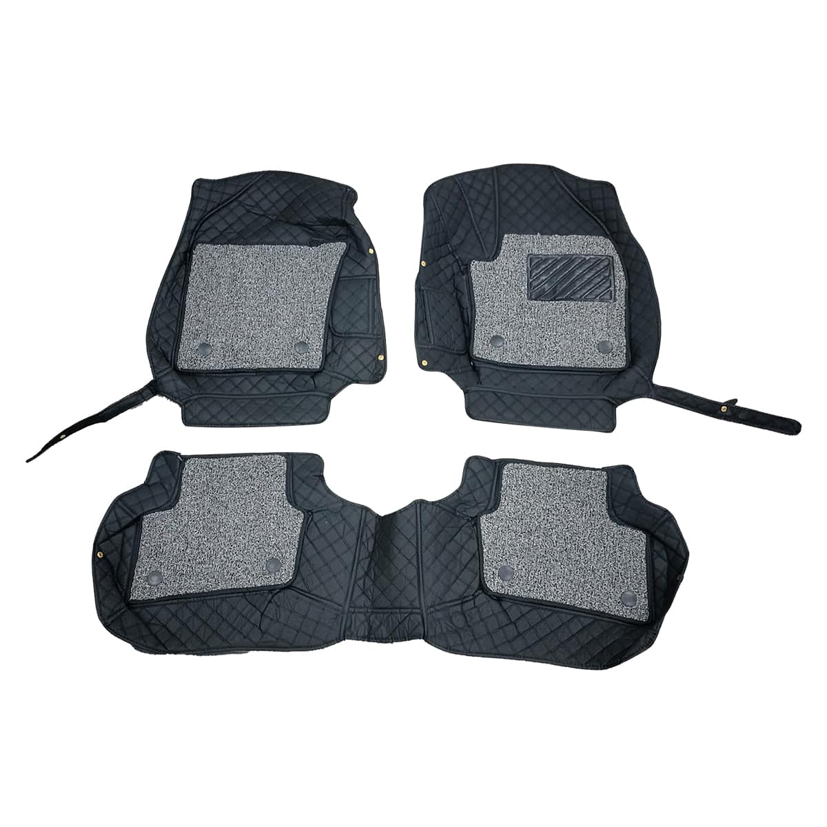 Toyota CHR 9D Floor Mats Mix Thread Black with Grey Grass 2016 - 2020 - -  Multi Color Thread - 3 Pcs