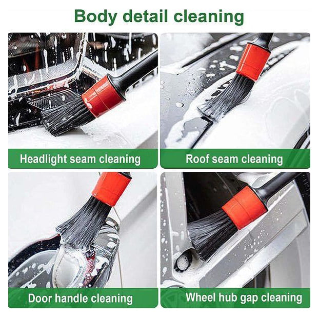 AutoBright Car Detailing Brush - 5PCS/Set - Detail Brush Car Wash Wheels Plastic Round Tool Cleaning Accessories Auto Multifunctional Trim