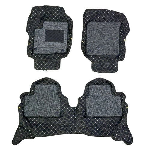 Suzuki Alto 9D Floor Mats Mix Thread 3Pcs 2018 - 2026 - Black With Grey Grass