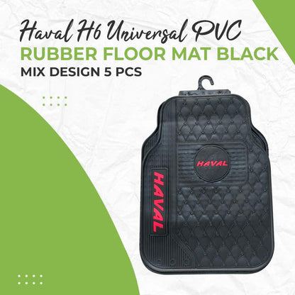 Haval H6 Universal PVC Rubber Floor Mat Black Mix Design 5 Pcs 2021 - 2024 - Latex Mats - Foot Mat For Car