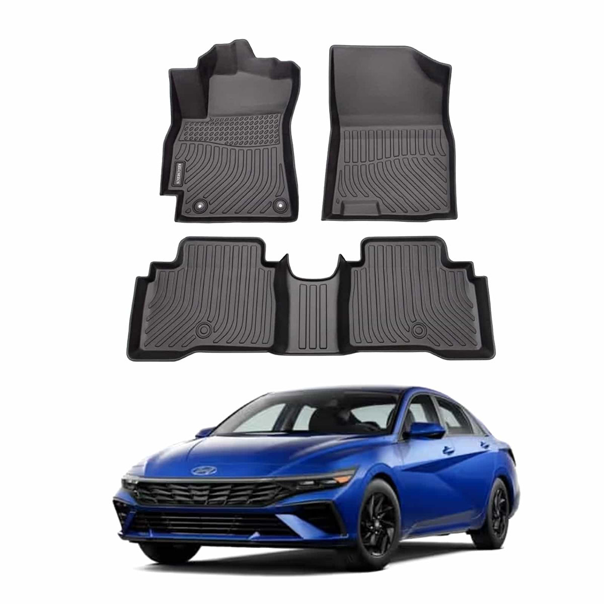 Hyundai Elantra Hybrid TPE Floor Mats Black 3 Pcs 2025 - 2026