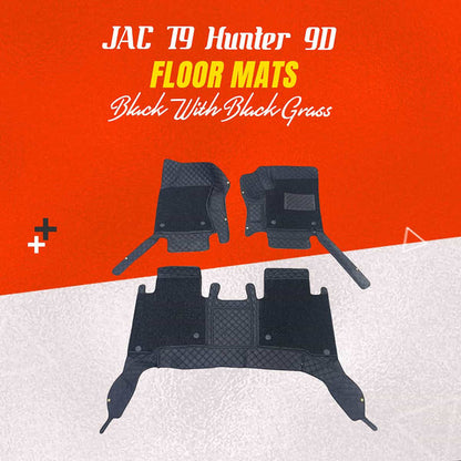 JAC T9 Hunter 9D Floor Mats Black with Black Grass 3 Pcs 2025 - 2026