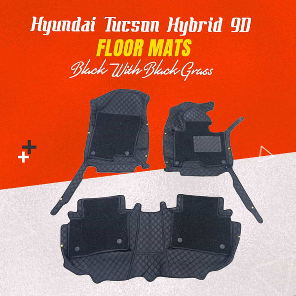 Hyundai Tucson Hybrid 9D Floor Mats Black with Black Grass 3 Pcs 2025 - 2026