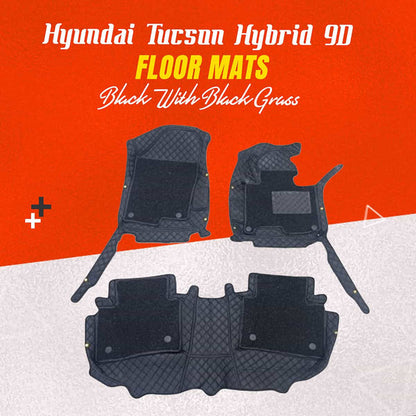 Hyundai Tucson Hybrid 9D Floor Mats Black with Black Grass 3 Pcs 2025 - 2026