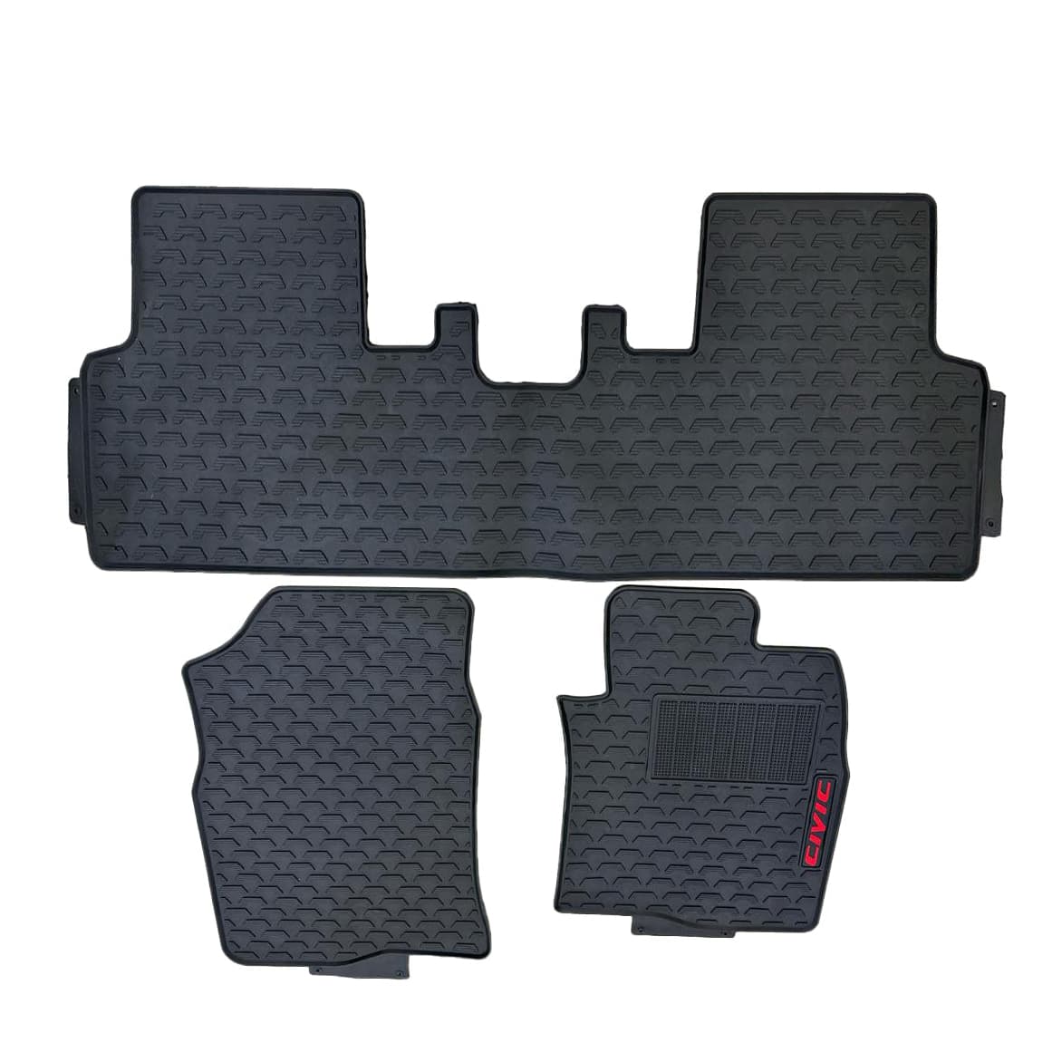 Honda Civic Custom Fit PVC Rubber Floor Mat Black 3 Pcs 2022 - 2026 - Mix Design - Foot Mat For Car