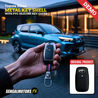 Toyota Raize Metal Key Shell Case Cover with PVC Silicone 2 Buttons 2020 - 2026