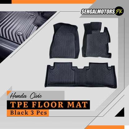 Honda Civic Reborn TPE Floor Mats Black 3 Pcs 2006 - 2011