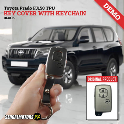 Toyota Prado FJ150 TPU Key Cover With Keychain Black 2009 - 2017