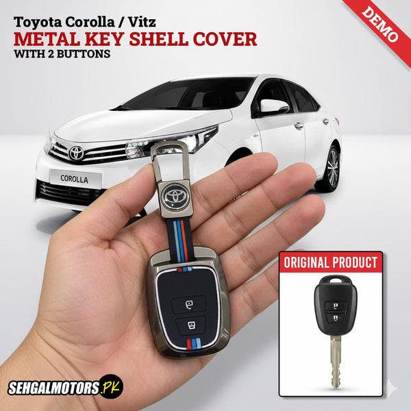 Toyota Corolla / Vitz Metal Key Shell Cover With 2 Buttons 2011 - 2017