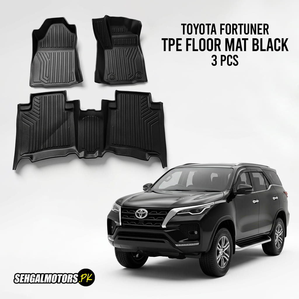 Toyota Fortuner TPE Floor Mats Black 3 Pcs 2016 - 2026
