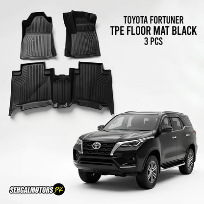 Toyota Fortuner TPE Floor Mats Black 3 Pcs 2016 - 2026