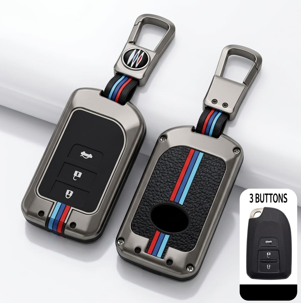 Toyota Yaris Metal Key Shell Case Cover 3 Buttons 2020 - 2026 - Replacement Casing