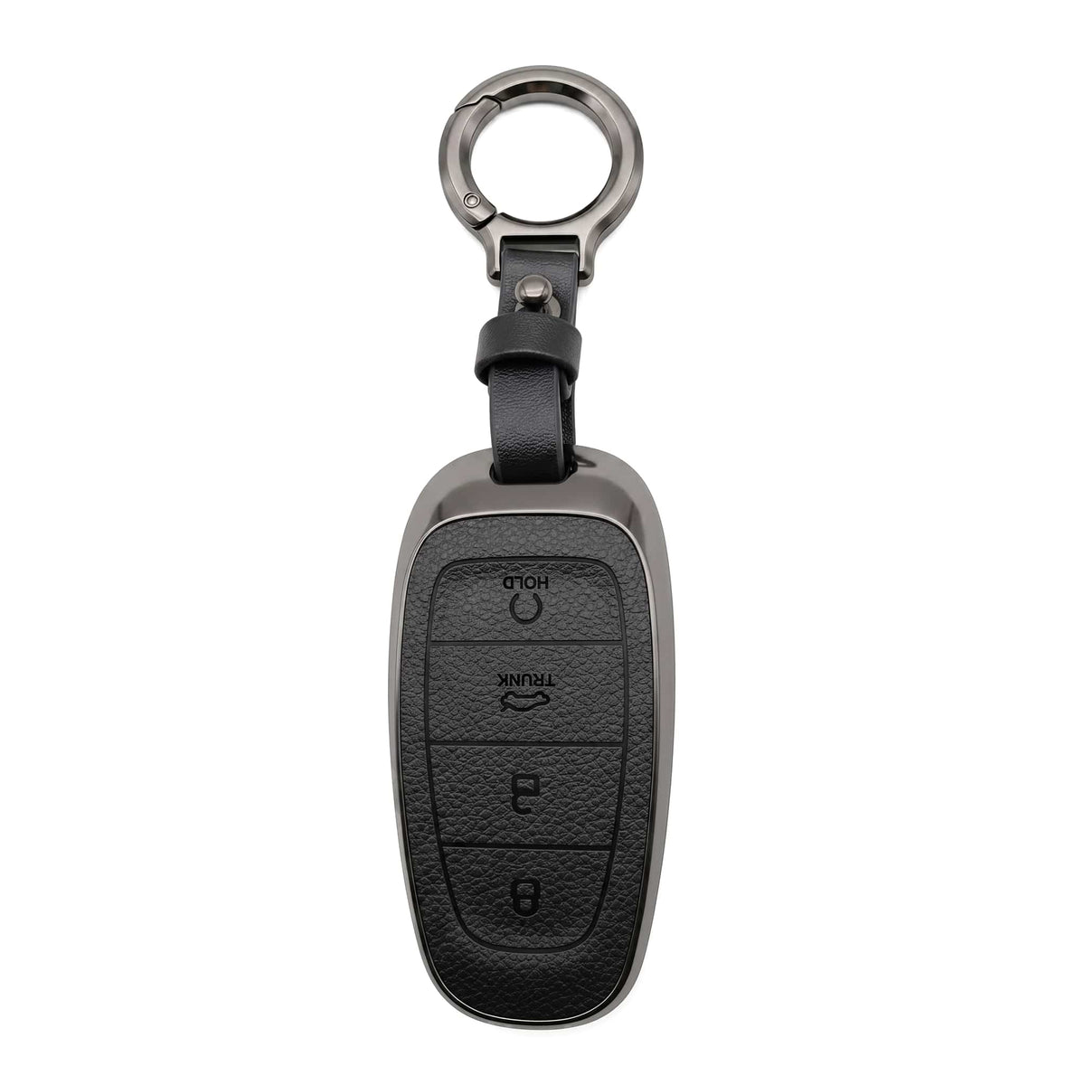 Hyundai Sonata TPU Protection Key Cover 4 Buttons Black 2021 - 2024 - With Keychain Leather Texture