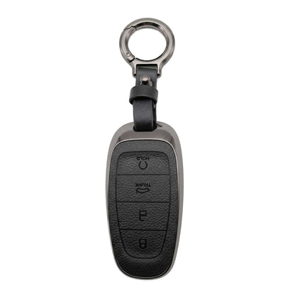 Hyundai Sonata TPU Protection Key Cover 4 Buttons Black 2021 - 2024 - With Keychain Leather Texture
