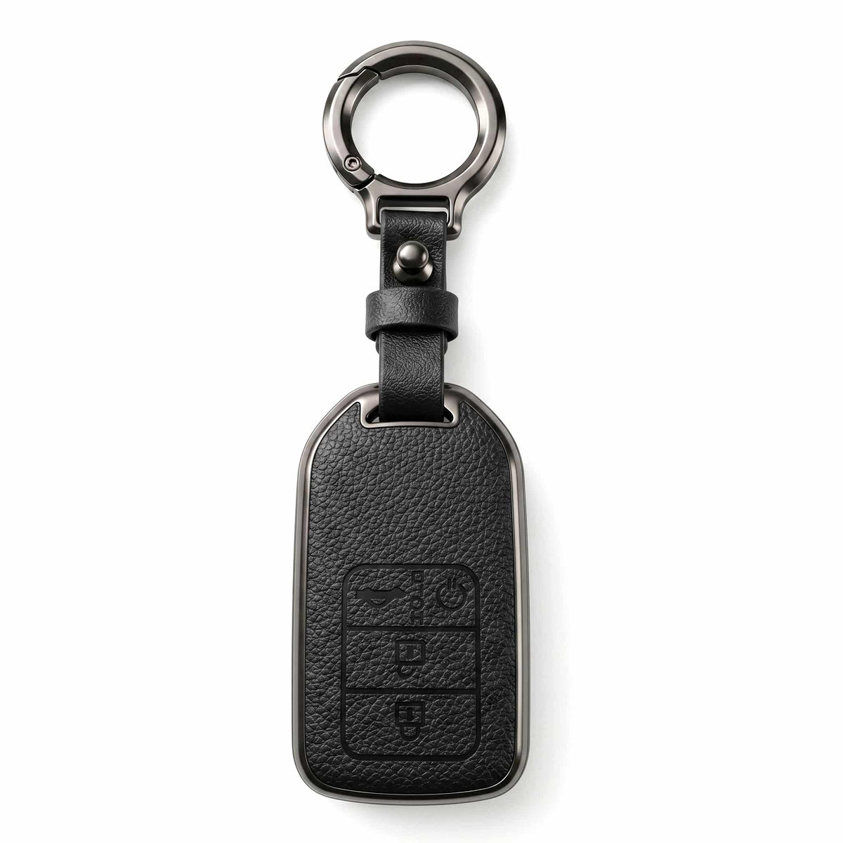 Honda Civic X Turbo TPU Key Cover 4 Buttons Black 2016 - 2021 - With Keychain Leather Texture