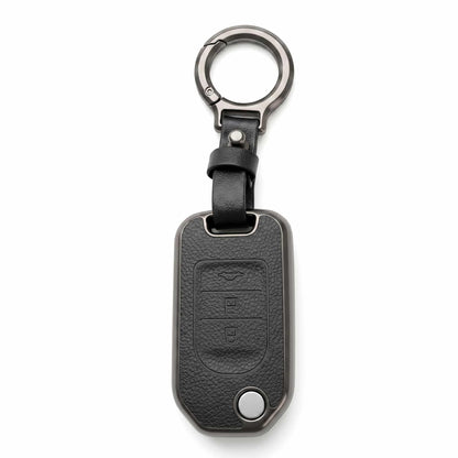 Honda Civic Rebirth TPU Protection Key Cover with Keychain 2012 - 2015 - Leather Texture 3 Buttons Black