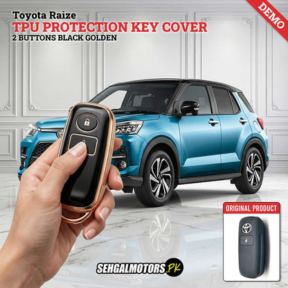 Toyota Raize TPU Protection Key Cover 2 Buttons Black Golden 2020 - 2026