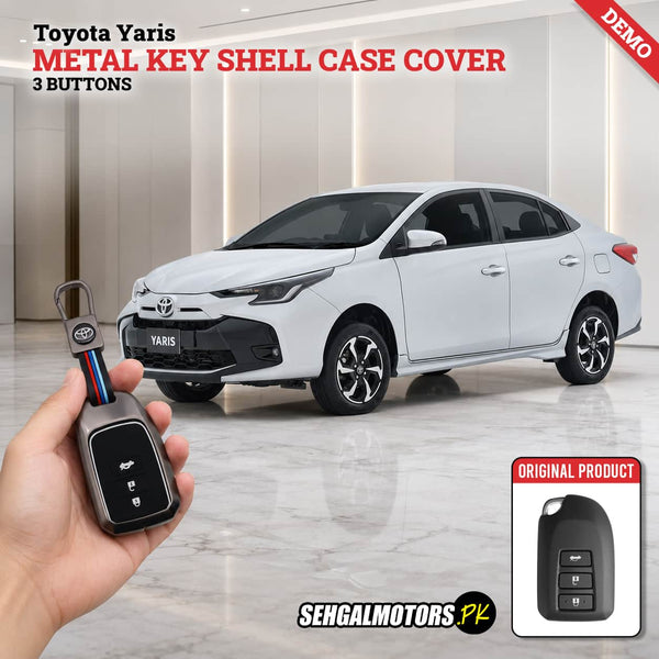 Toyota Yaris Metal Key Shell Case Cover 3 Buttons 2020 - 2026 - Replacement Casing