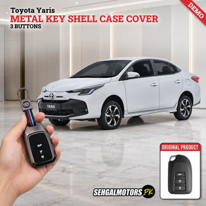 Toyota Yaris Metal Key Shell Case Cover 3 Buttons 2020 - 2026 - Replacement Casing