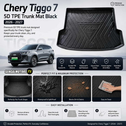 Chery Tiggo 7 5D TPE Trunk Mat Black 2026