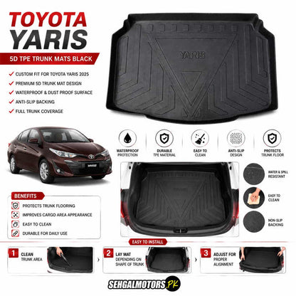 Toyota Yaris 5D TPE Trunk Mats Black