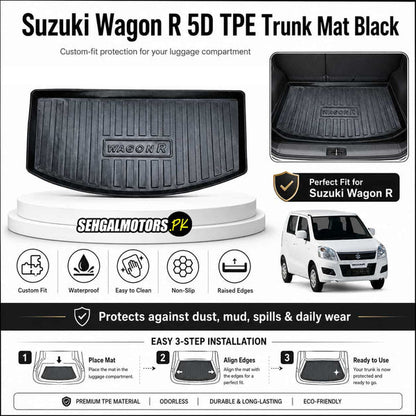 Suzuki Wagon R 5D TPE Trunk Mat Black 2014 - 2025