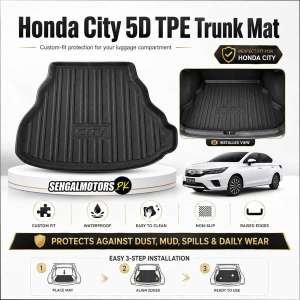 Honda City 5D TPE Trunk Mat 2009 - 2020 - Cargo Boot Liner Diggi Protection Tray Cover