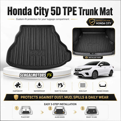 Honda City 5D TPE Trunk Mat 2009 - 2020 - Cargo Boot Liner Diggi Protection Tray Cover