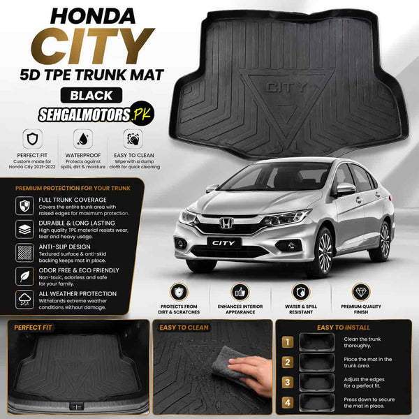Honda City 5D TPE Trunk Mat 2021 - 2026 - Cargo Boot Liner Diggi Protection Tray Cover