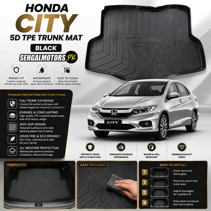 Honda City 5D TPE Trunk Mat 2021 - 2026 - Cargo Boot Liner Diggi Protection Tray Cover