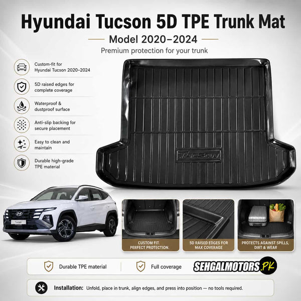 Hyundai Tucson 5D TPE Trunk Mat 2020 - 2024 - Cargo Boot Liner Diggi Protection Tray Cover