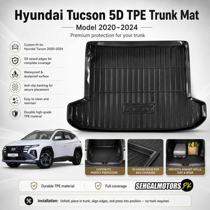 Hyundai Tucson 5D TPE Trunk Mat 2020 - 2024 - Cargo Boot Liner Diggi Protection Tray Cover