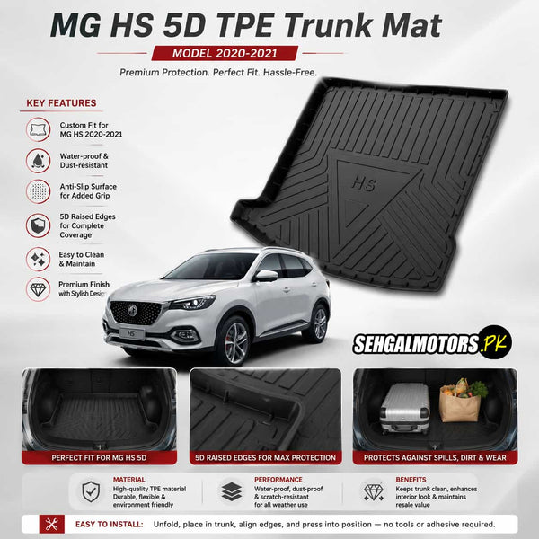 MG HS 5D TPE Trunk Mat 2020 - 2025 - Cargo Boot Liner Diggi Protection Tray Cover