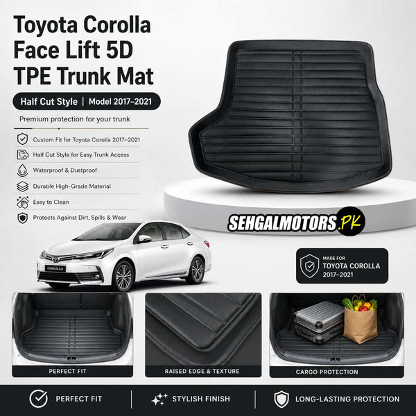 Toyota Corolla Face Lift 5D TPE Trunk Mat Half Cut Style