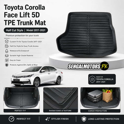 Toyota Corolla Face Lift 5D TPE Trunk Mat Half Cut Style