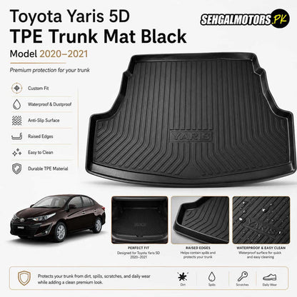 Toyota Yaris 5D TPE Trunk Mat Black 2020 - 2023 - Cargo Boot Liner Diggi Protection Tray Cover