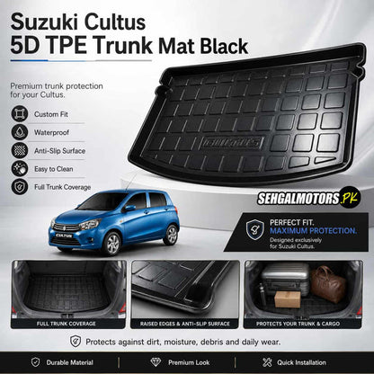 Suzuki Cultus 5D TPE Trunk Mat Black 2017 - 2026 - Cargo Boot Liner Diggi Protection Tray Cover