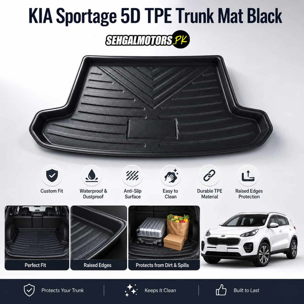 KIA Sportage 5D TPE Trunk Mat Black 2019 - 2024 - Cargo Boot Liner Diggi Protection Tray Cover