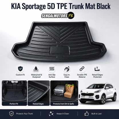KIA Sportage 5D TPE Trunk Mat Black 2019 - 2024 - Cargo Boot Liner Diggi Protection Tray Cover