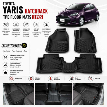 Toyota Yaris Hatchback TPE Floor Mats 3 Pcs 2021 - 2026