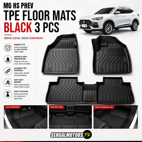 MG HS PHEV TPE Floor Mats Black 3 Pcs 2024 - 2025