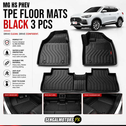 MG HS PHEV TPE Floor Mats Black 3 Pcs 2024 - 2025