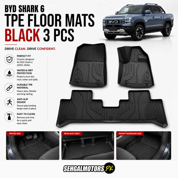 BYD Shark 6 TPE Floor Mats Black 3 Pcs 2025 - 2026