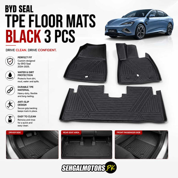 BYD Seal TPE Floor Mats Black 3 Pcs 2024 - 2026